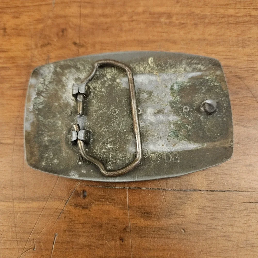 Vintage Alumaline 4108 Leather American Eagle Belt Buckle Embossed Western